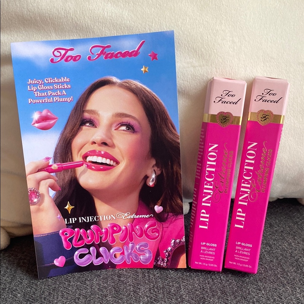 Too Faced Lip Injection Extreme Plumping Clicks Lip Gloss ~ Set of 2